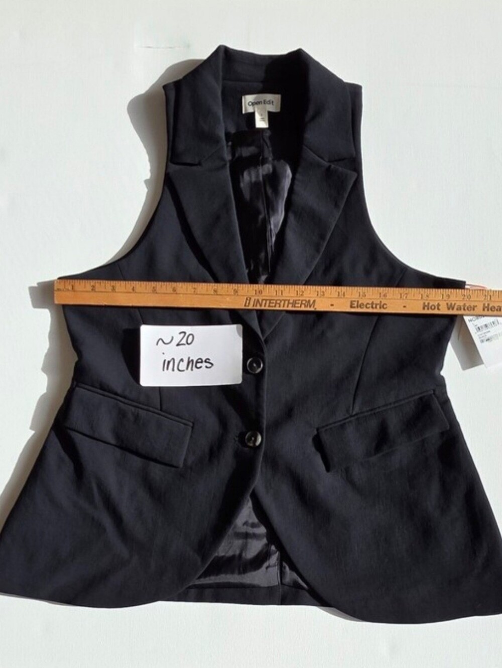 Open Edit Size L NWT! Women's Black Tailored Sleeveless Blazer Vest - Picture 3 of 9